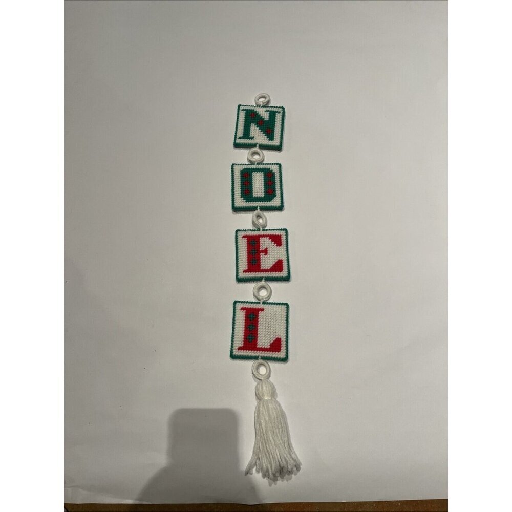 Vintage Noel Letters Needlepoint Wall Hanging Christmas Red Green White …